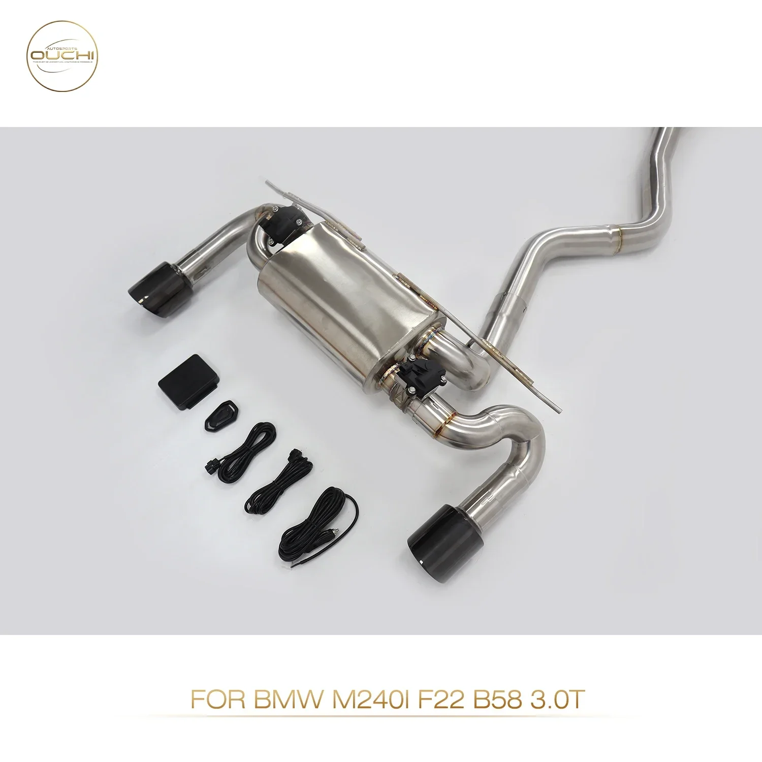 Фото Выхлопная система Ouchi из нержавеющей стали Catback для M240i Sport Sedan F22 2017+ 3.0T B58 с клапанами глушителя и выхлопными трубами №4