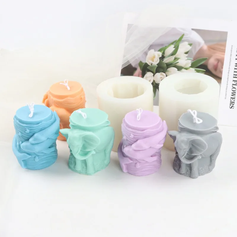 3D силиконовая форма для свечей с животными креативная слона дельфина гипсовая