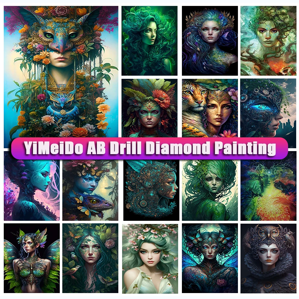 

YiMeido Zipper Bag AB Diamond Painting Girl Full Cartoon 5d Diy Diamond Embroidery Mosaic Portrait Art Home Decoration Gift