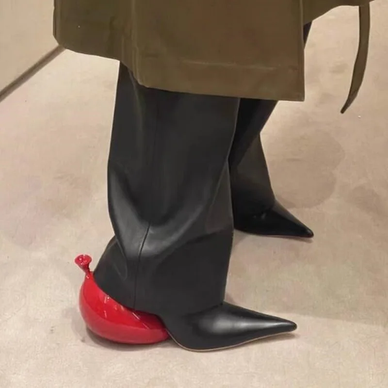 Red Shaped Balloon High Heels Pumps Fashion Black Pointed Toe Strange Style Sandals New Style Summer Sexy Party Shoes