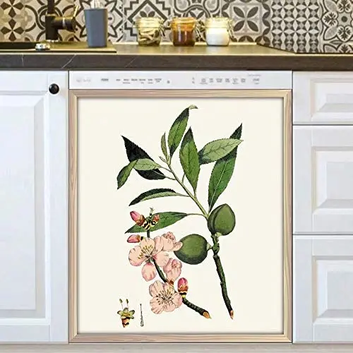 

Botanical Plant Magnetic Stickers, Dishwasher Door Cover, Kitchen Decorative Fridge Panel Decal Cover (Easily Trimmable 23"W x 2