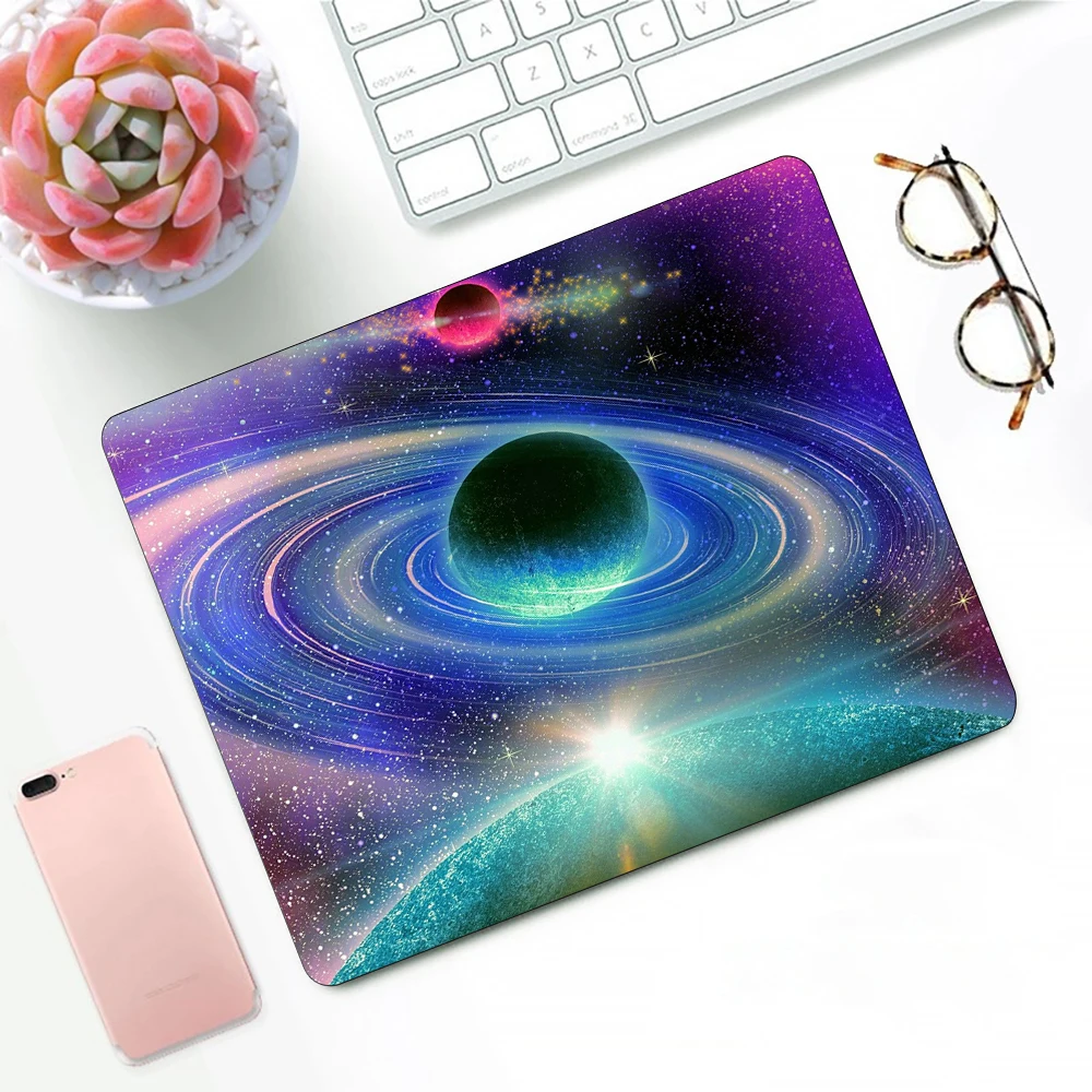 

Cosmic Planets Design Pattern Game mousepad Small Pads Rubber Mouse Mat MousePad Desk Gaming Mousepad Cup Mat
