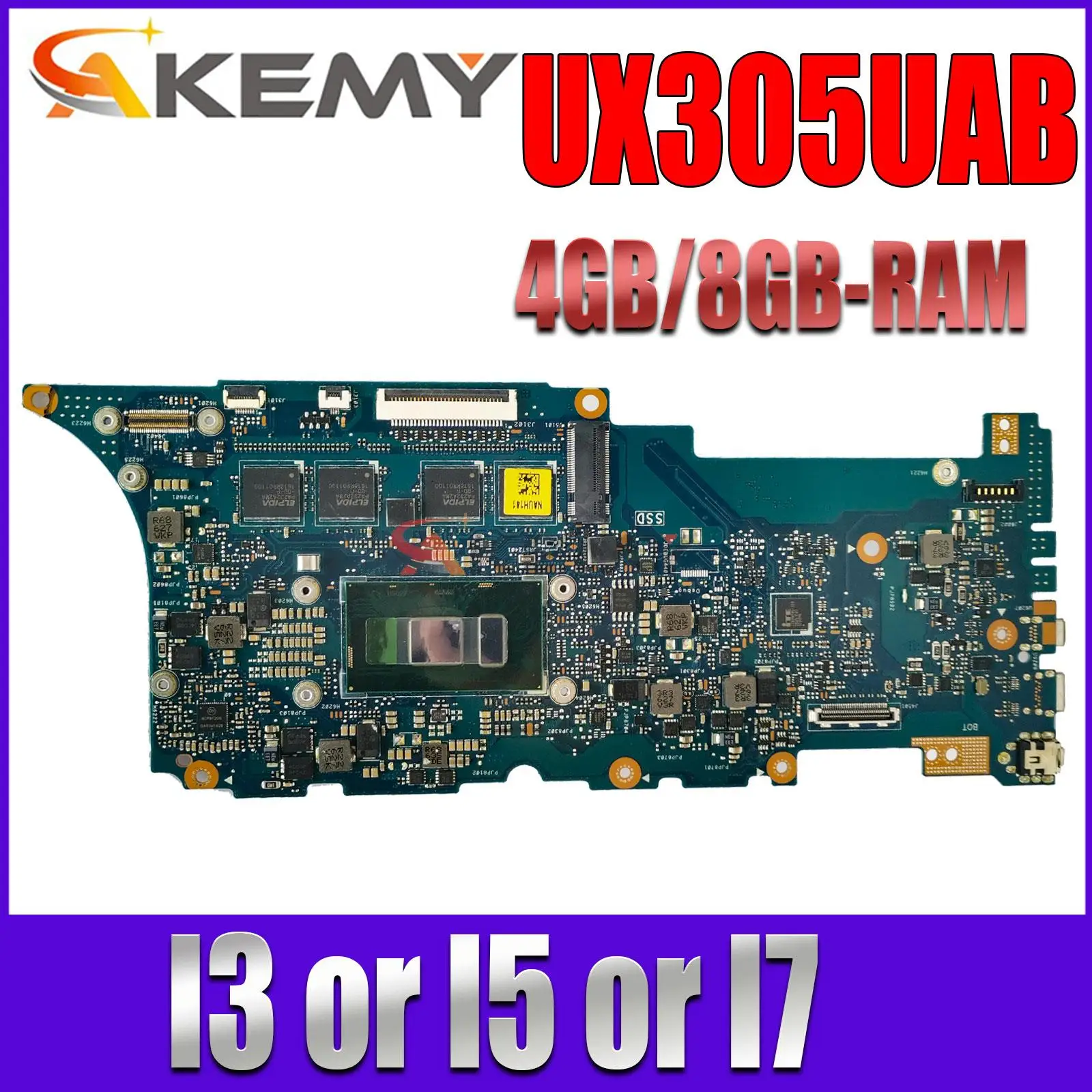 

Материнская плата ASUS ZenBook UX305UAB UX306UA U306UA UX306U UX306 материнская плата для ноутбука I3 I5 I7 6-го поколения 4 ГБ/8 ГБ-ОЗУ