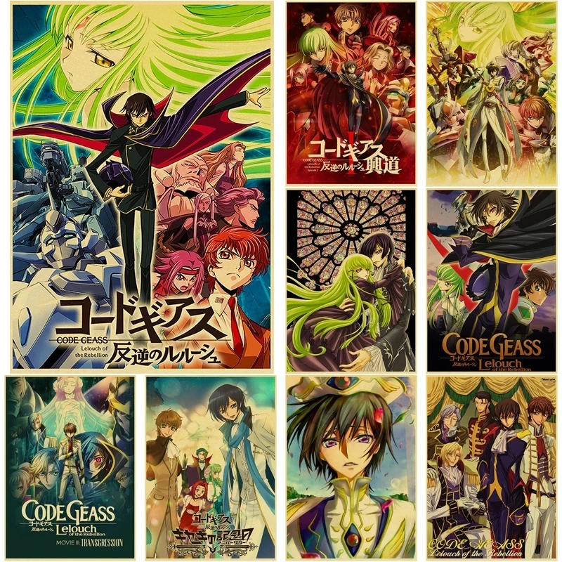

HD Печать Японский код Geass Lelouch of The Rebel анимационные плакаты настенные картины из крафт-бумаги Картина декор для домашней комнаты