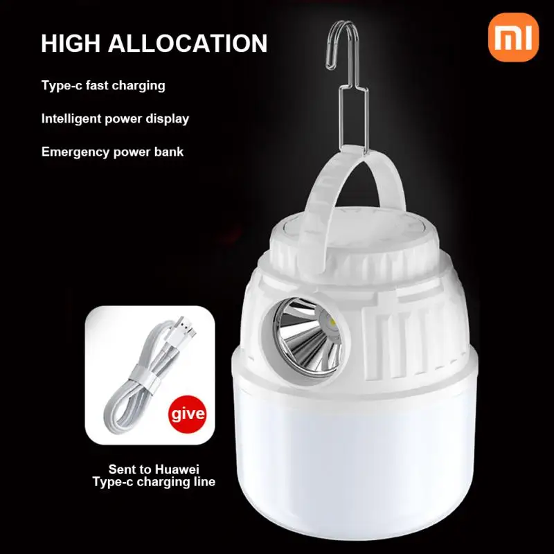 

XIAOMI Camping Lamp Outdoor LED Solar Energy Rechargeable Portable Tent Lamp Night Market Ground Stall Bulb Lamp Emergency Lamp
