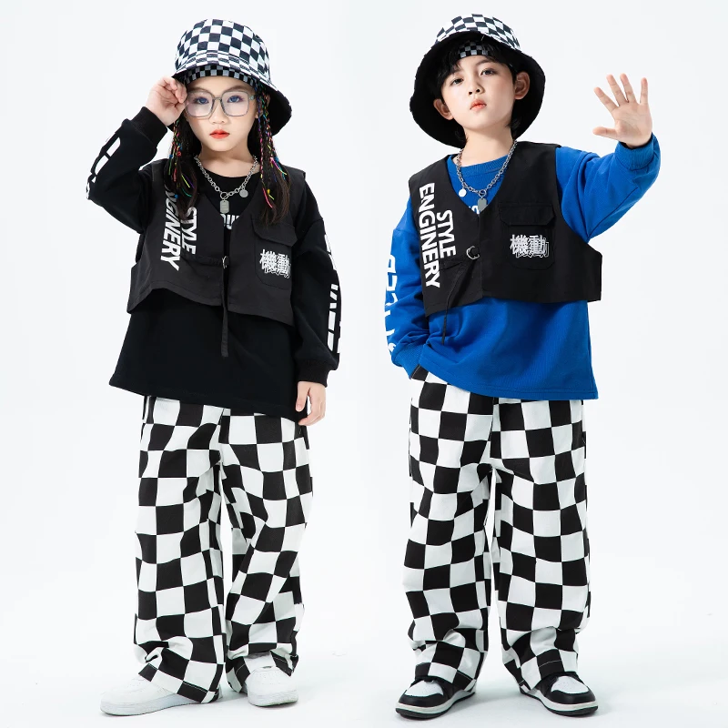 

Kids Performance Hip Hop Clothing Sweatshirt Tops Vest Streetwear Pants For Girl Boy Ballroom Jazz Dance Costume Stage Clothes