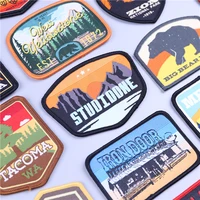 outdoor natural scenery hook loop patch mountaineering badges national forest park diy sewing on patches for clothes packback