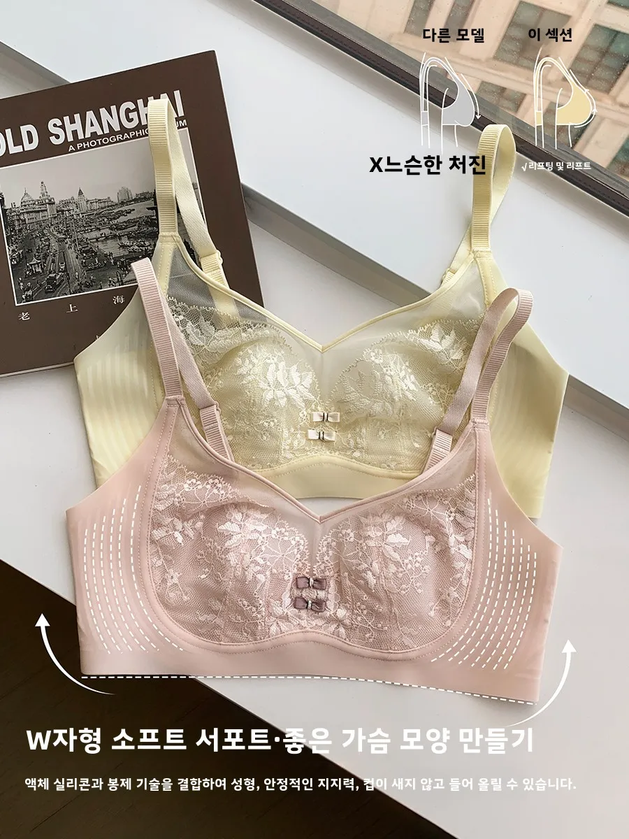 Thin Sexy Soft Support Lace Underwear Women Big Chest Makes You Look Smaller No Steel Ring Micro Push up Breast Collection An...