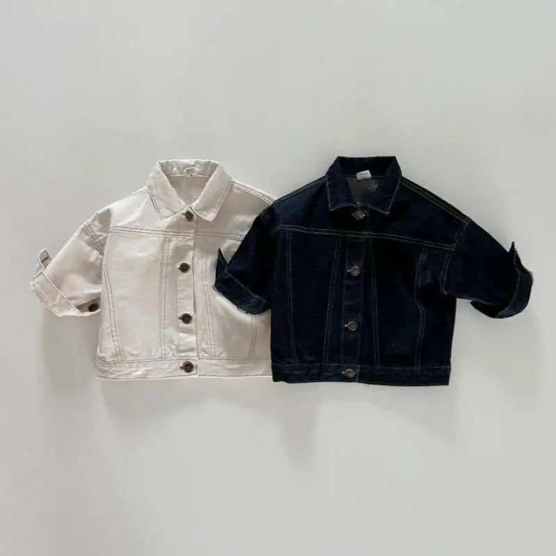 

Autumn New Boy Girl Children Fashion All-match Cool Coat Baby Cardigan Solid Simple Long Sleeves Tops Kid Cotton Casual Jacket