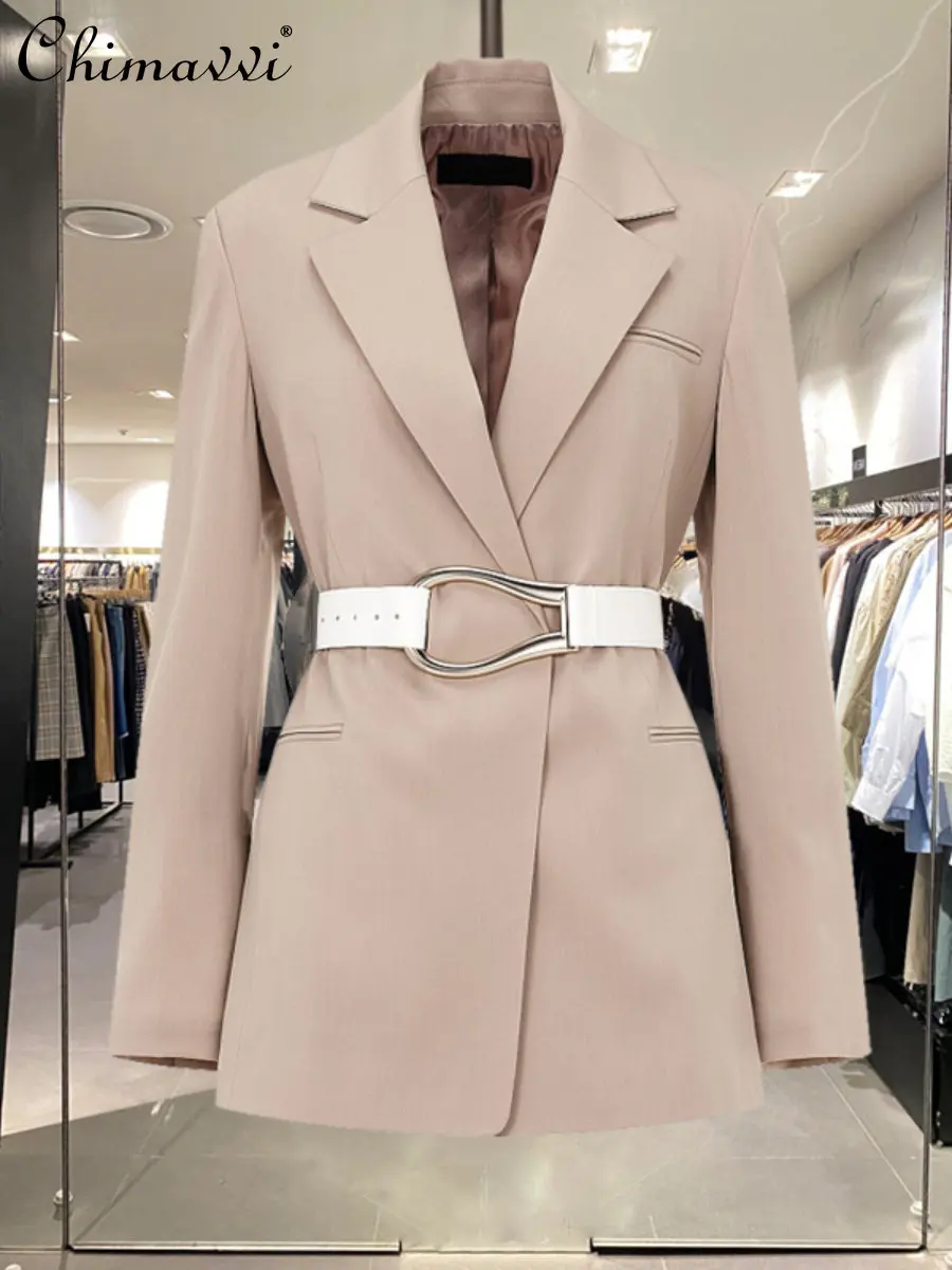 Fashion Design Belt Blazer Women 2022 Autumn and Winter New Korean Style Leisure Office Lady Elegant Business Suit Coat