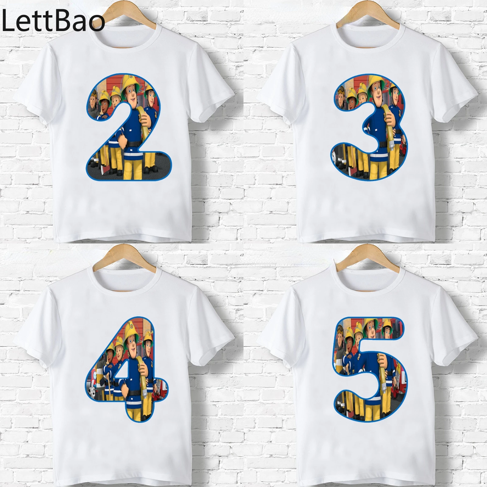 

2022 Brandweerman Sam Cartoon Kids Kleding Baby Boys Funny Birthday Nummer 1 ~ 9 Partij T-shirt Meisjes T-shirt Kinderen 'S Gift