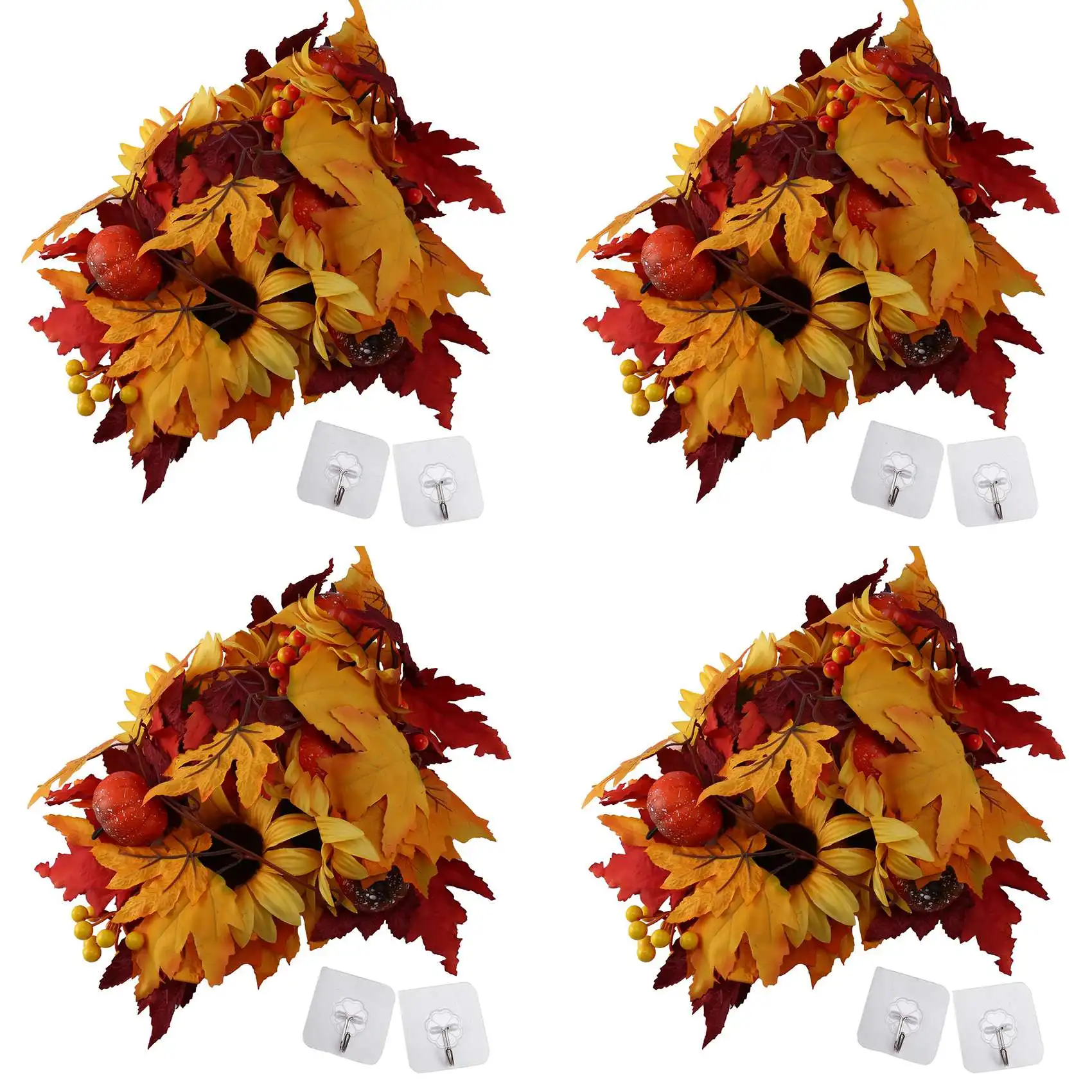 

4Pcs 177Cm Artificial Maple Leaf Berries Sunflower Pumpkin Garland Hanging Vine Decoration (Maple Leaf Pumpkin Garland)