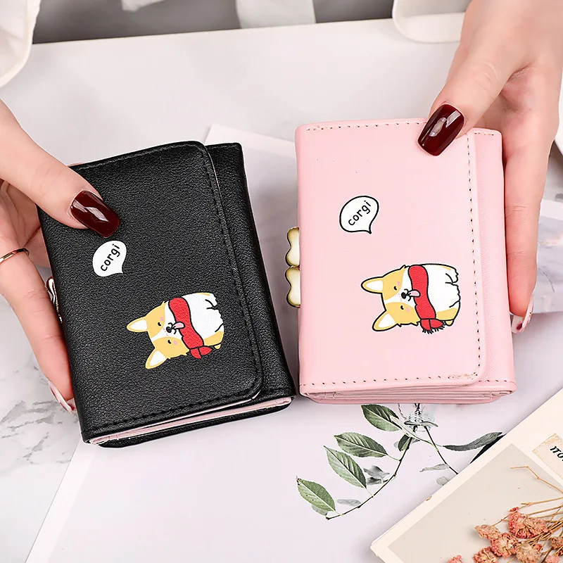 

Cartoon Women Wallet Small Cute Corgi Doge Wallets Ladies Short Leather Purses Portefeuille Female Purse Clutch