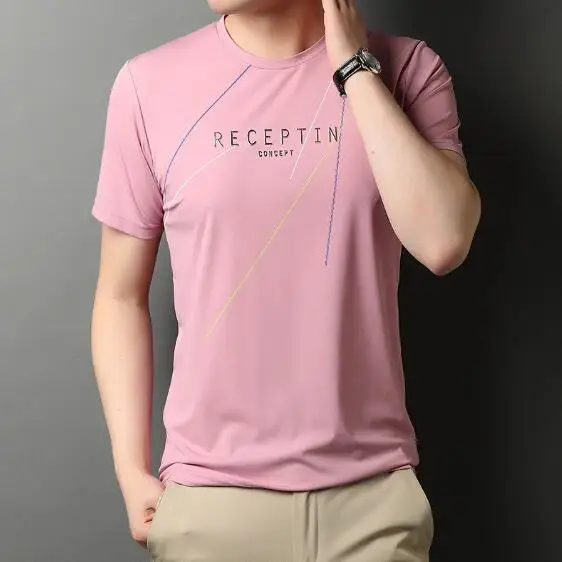 

Summer new short-sleeved T-shirt men's round neck loose clothes bottoming shirt
