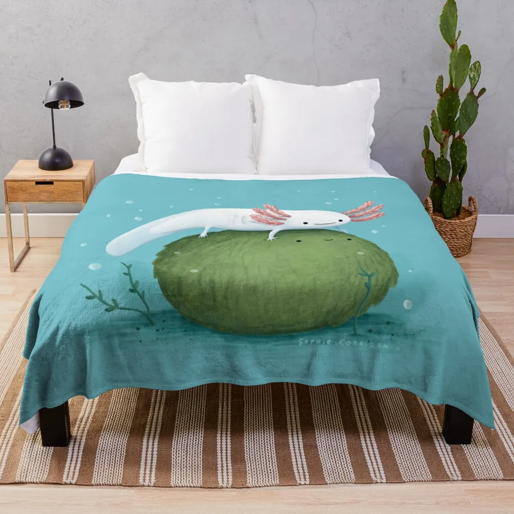 

Axolotl on a Mossball Throw Blanket blanket lace fashion sofa blankets extra large throw blanket baby blanket