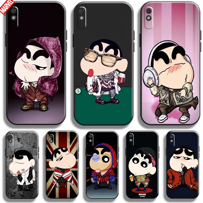 

Cartoon Crayon Shin-chan For Xiaomi Redmi 9A 9AT Phone Case Liquid Silicon Soft Funda Black Silicone Cover Coque
