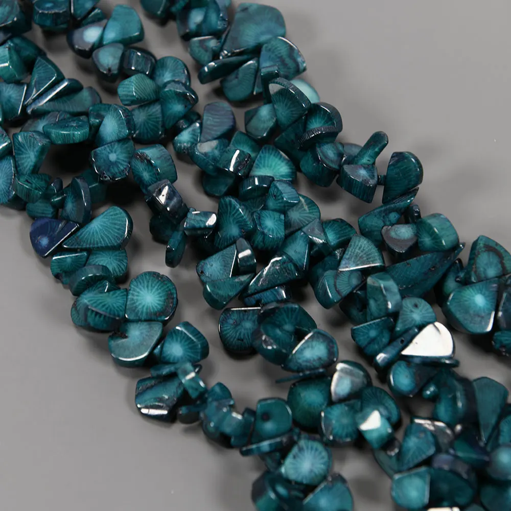 APDGG Top-drilled Fan Blue Coral Gems Stone Loose Beads 15'' Strands Jewelry Making DIY