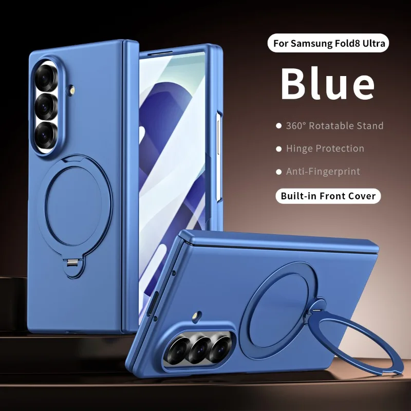 Фото Чехол для Samsung Galaxy Z Fold 8 Ultra 360 °   Вращающийся держатель-кольцо, защита шарниров, встроенная защитная пленка для переднего стекла, ударопрочный чехол №1