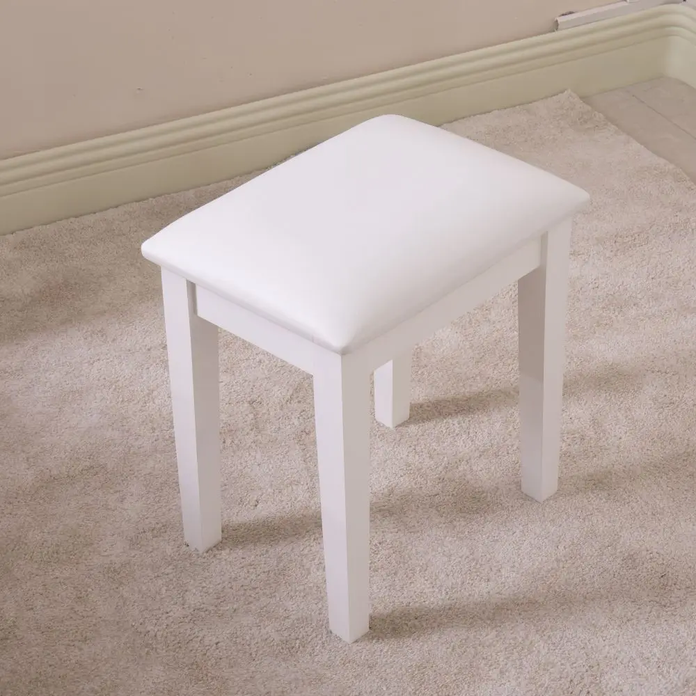 

Vanity Stool Makeup Bench Dressing Stool with Cushion and Solid Legs, White