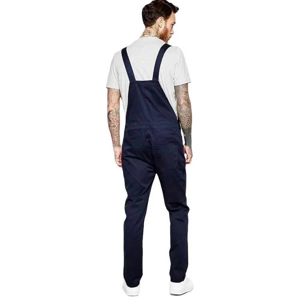 Fashion Men Overalls Jeans Jumpsuits Male Ankle Length Distresses Denim Bib Overalls Men Suspender Pants Cargo Harajuku Street