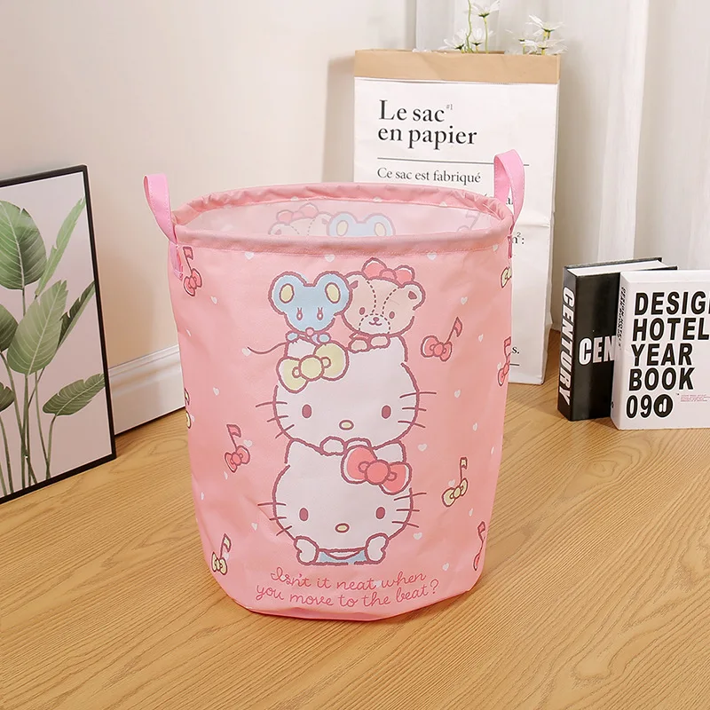 

Sanrio Hello Kitty Cartoon Storage Bucket Anime Kawaii Kuromi Cinnamoroll Melody Foldable Dirty Clothes Clothes Storage Basket