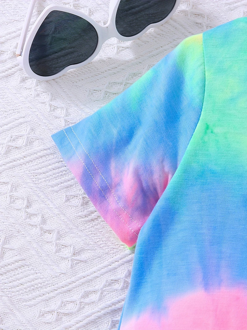 Летняя одежда для девочек от 2 до 6 лет детские платья с радужным принтом модное