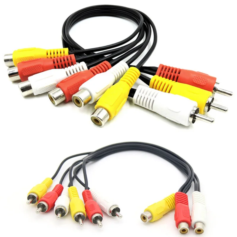 

30CM 3RCA TO Audio TV DVD Video AV Cable RCA Split Cable Male To Female 3 RCA Male To 6 RCA Female Plug Splitter Adapter Cable