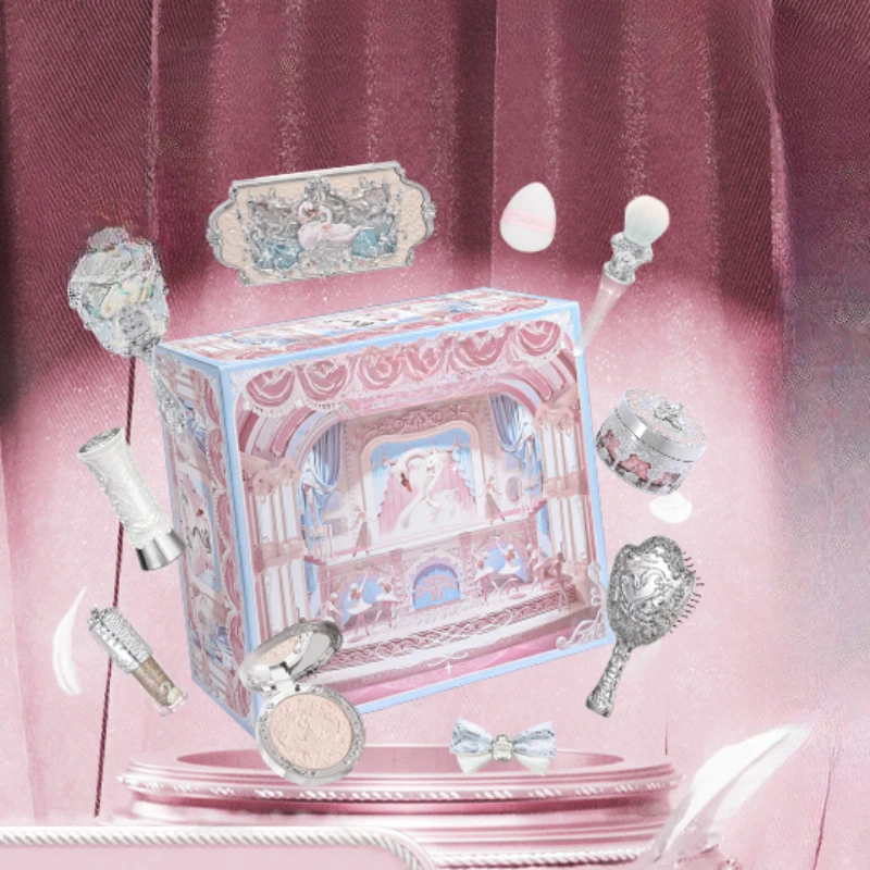

[Новинка] цветочный лебедь, балетный круглый танцевальный макияж, Подарочная коробка, лак для губ, румяна, Подарочная коробка для макияжа