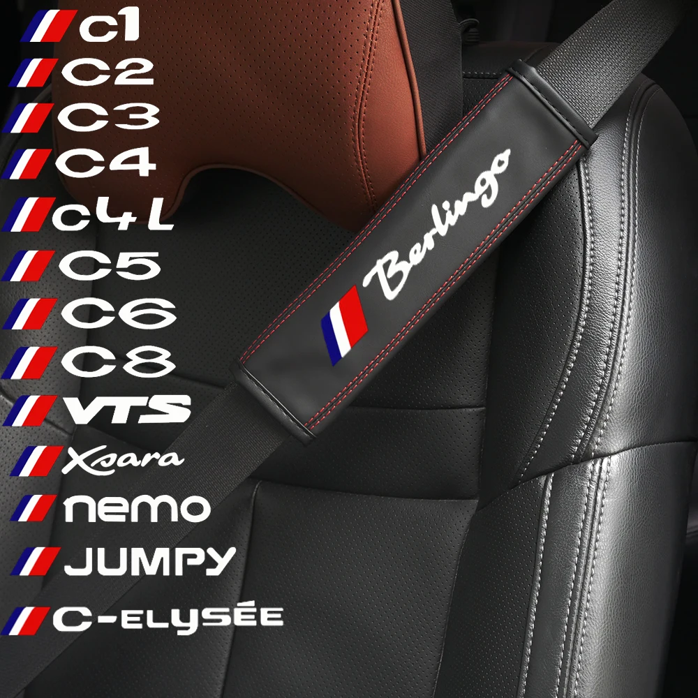 

1 pcs Leather Car Seat Belt Cover Protect shoulders Strap Pad For Citroen Berlingo Jumpy Nemo Xsara C1 C2 C3 C4 C4L C5 C6 C8 VTS