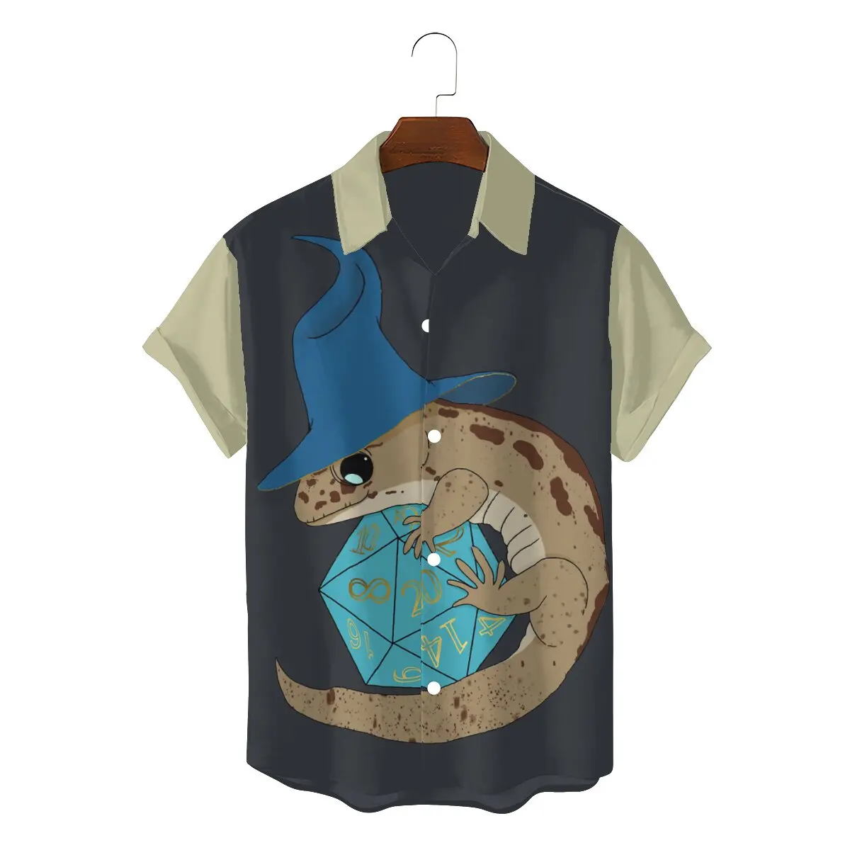 

Wizard Lizard Blue and Cyan 2022 Men Amazing Hawaii Shirts DnD Game Short Sleeve Fabric 3D Shirt High Quality Gift Idea