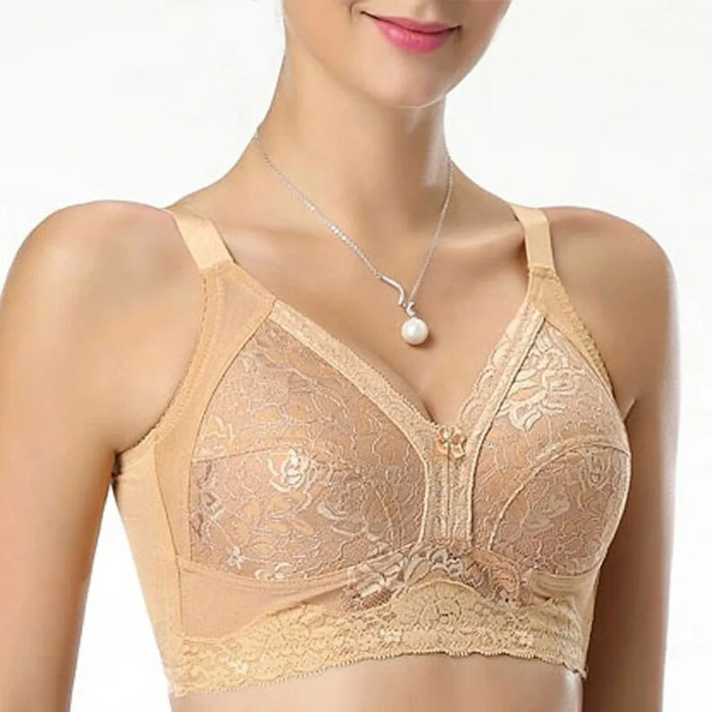 

New Womens Lingerie Sexy Bra Wireless Plus Size Brassiere Elegant Embroidered Underwear Tops Size A B C D DD E F Cup Ropa Mujer