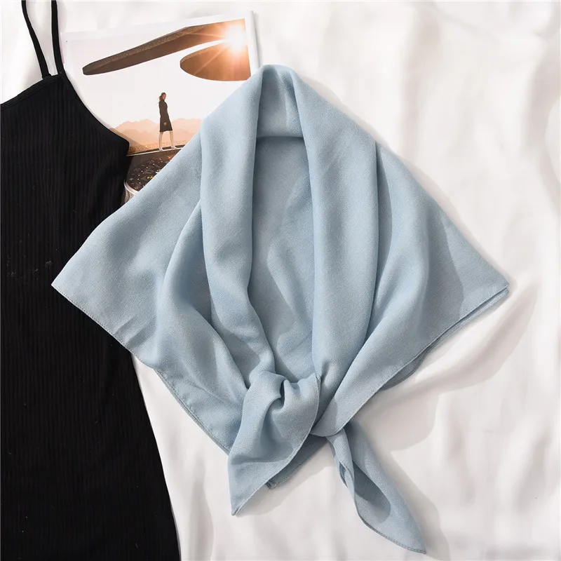 Модная квадратная однотонная вискозная шаль 90*90 см, шарф, высококачественный шарф, осенне-зимний платок, мусульманский хиджаб, шарф