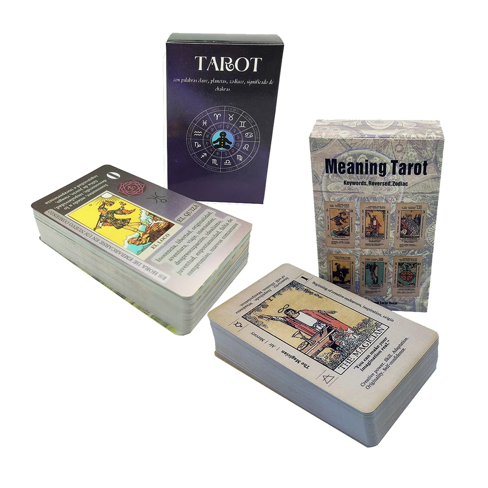 

Tarot Cards in with Spanish English Keywords on Cards,Beginner Tarot Cards,Keyword Tarot Deck, Learning Tarot