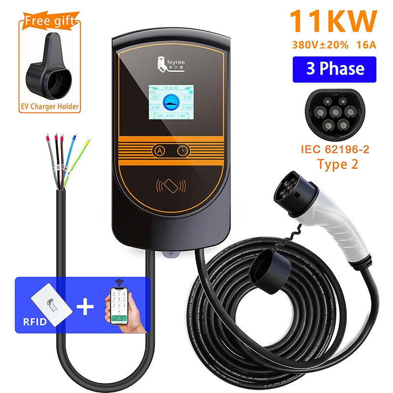 Зарядное устройство feyree EV настенная зарядная станция APP EVSE Wallbox 11 кВт 3 фазы 16 А тип