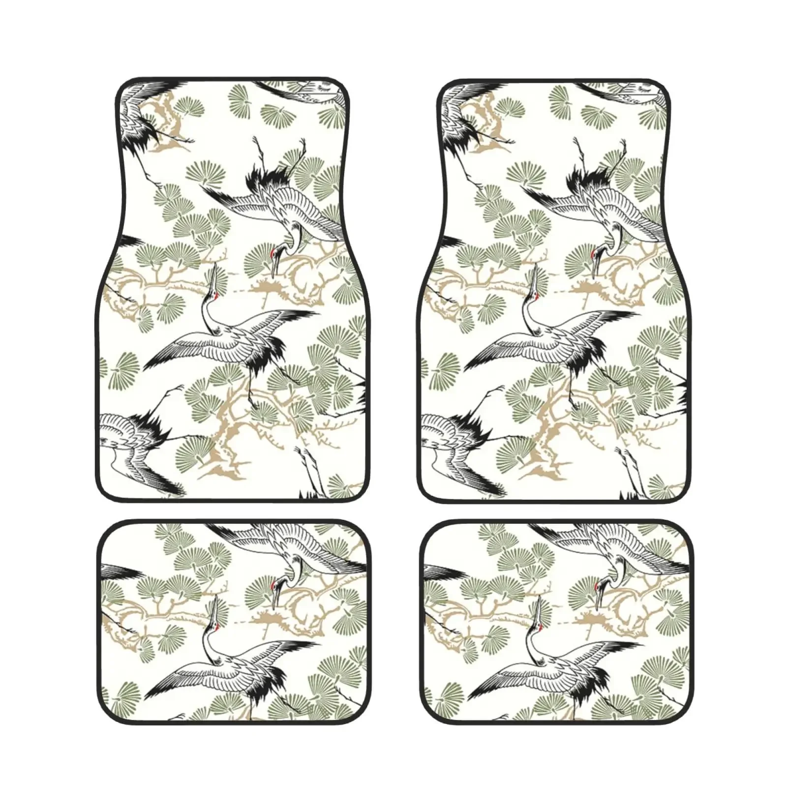 

Автомобильные коврики с японским краном, напольные коврики с принтом сосны, для автомобилей, внедорожников, грузовиков, комплект из 4 предметов спереди и сзади