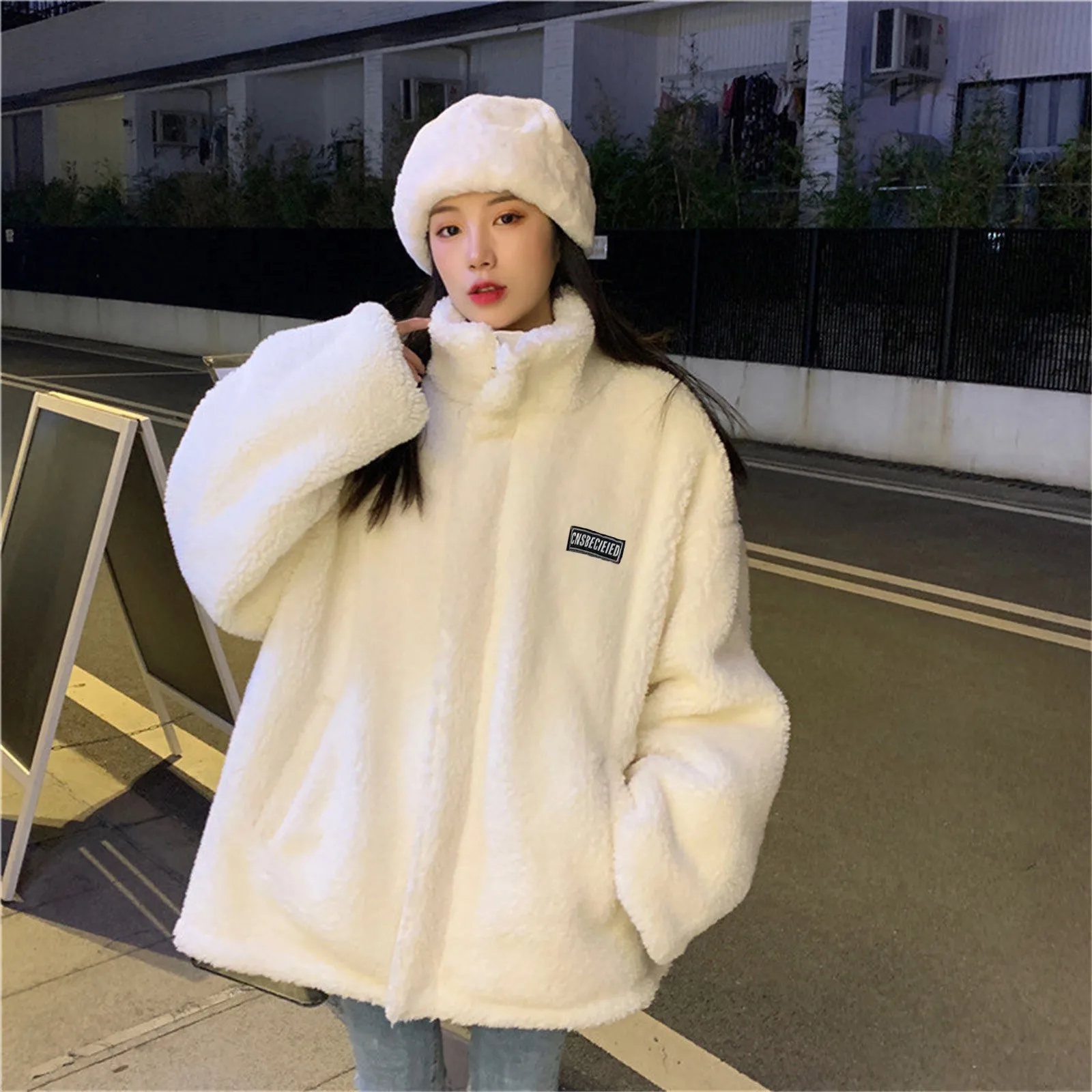 

Women's Thickened Overcoat Solid Color Warm Trendy Winter Womens Zip Sweater Jacket Women Full Zip Jackets for Women Long Fleece