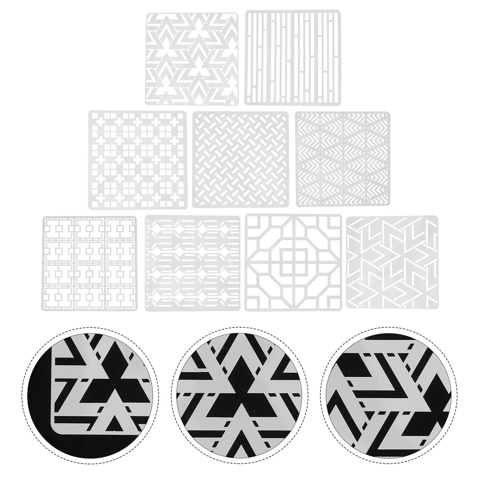 

16 Pcs Concrete Stencils Plastic Drawing Painting Mold Hollow Template Brick Child Geometric