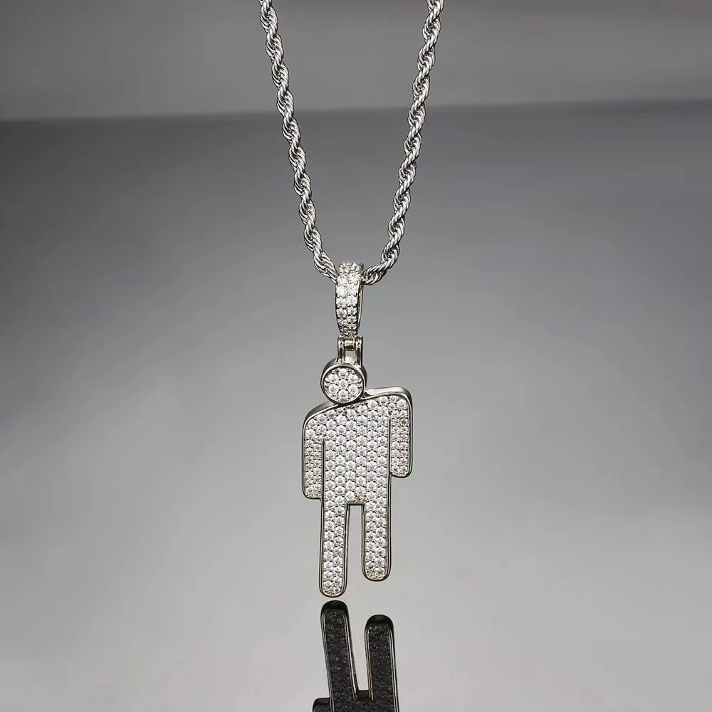 

Ожерелье с подвеской в виде наклонной головы в стиле хип-хоп, колье под золото и серебро с веревочной цепочкой 60 см для мужчин и женщин