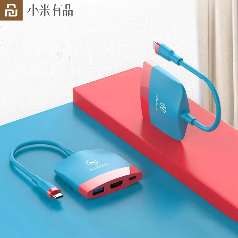 Коммутатор Youpin Xiaomi HAGiBiS, компактный и портативный, Type-c, HDMI, 4K PD, USB 3,0