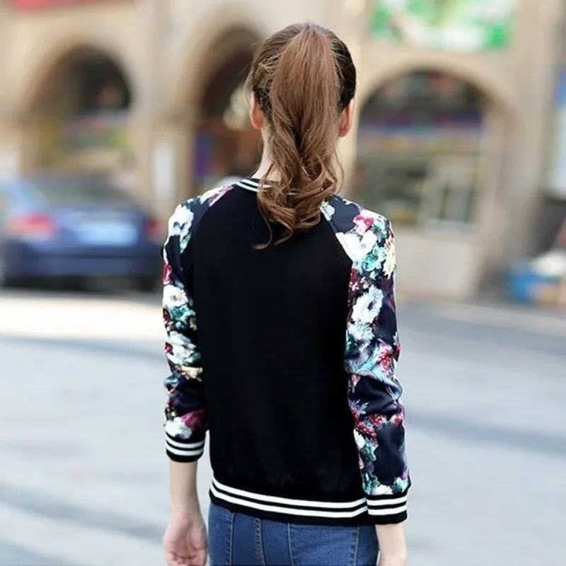 Бейсбольное пальто-авиатор женская черная короткая куртка-бомбер с круглым