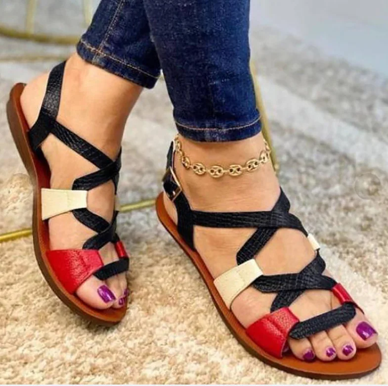 

Fashion Sandals Summer Women Buckle Strap Open Toe Flat Sandals Ladies Comfort Bohemia Beach Shoes sandalias mujer