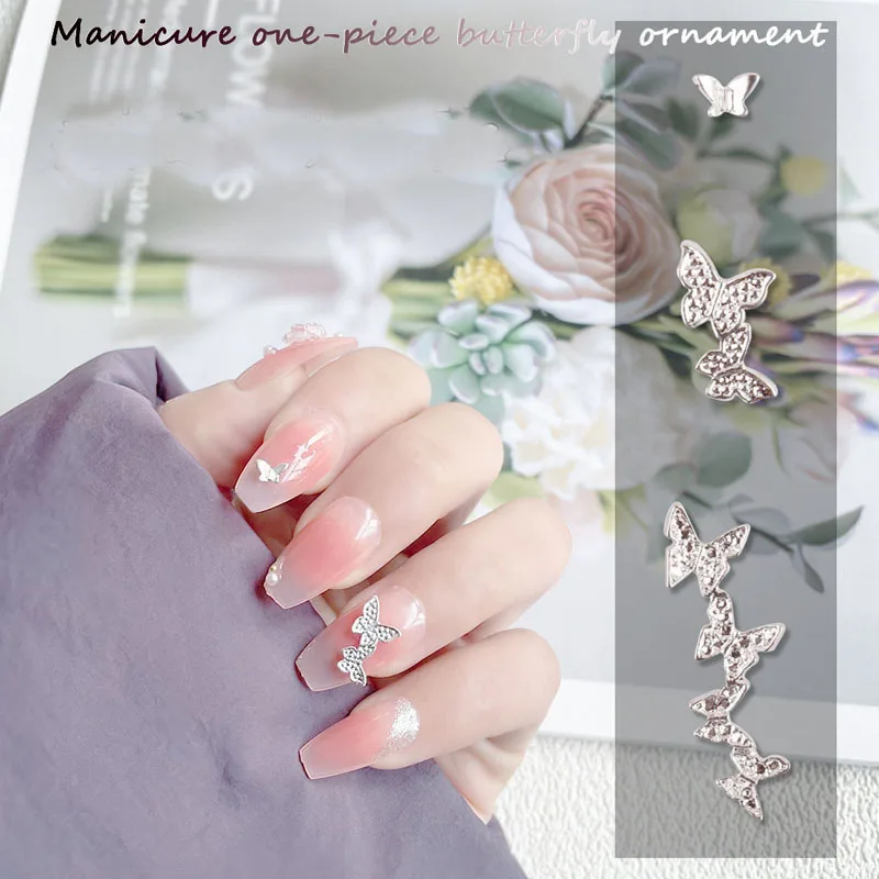 

10PCS Alloy Butterfly Gold Silver Pendant Charms Nail Jewelry Oranment Butterfly Shaped Manicure 3d Nail Accessories Supplies#45