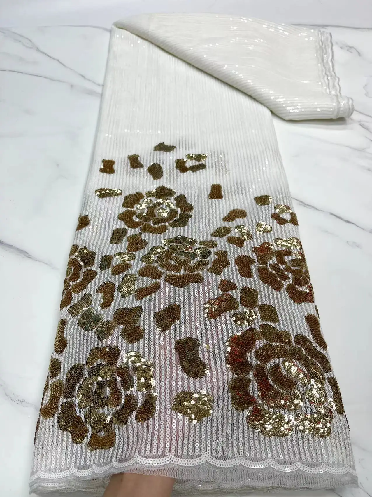 

Pure White African Latest Tulle Lace Fabric 2022 High Quality Lace Nigerian Sequin Lace French Milk Silk Fabric For Wedding Dres