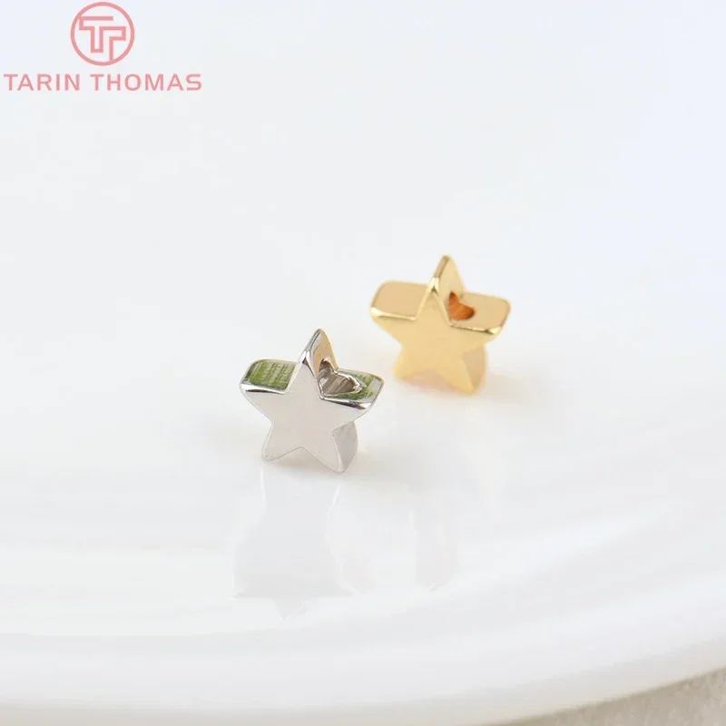 (1745) 20 шт. 6 мм 8 24 К позолоченная латунь маленькая звезда подвески-подвески высокое