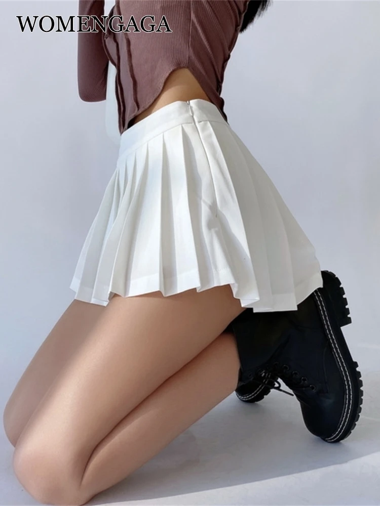 

WOMENGAGA Miniskirts Spice Girl Sexy High Waist Skirt A-line Slim Pleated Skirts Korean JK Workout Skorts Fashion CA28