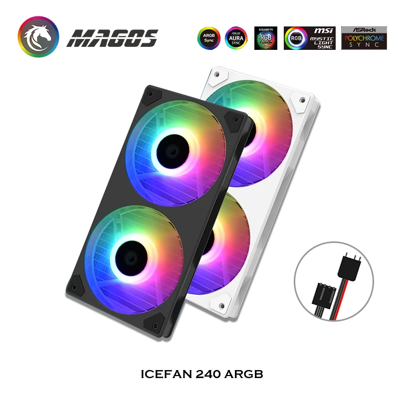 

ICEFAN 240 GPU AIO Cooler Fan Kit, PWM ARGB M/B SYNC Graphic Card Fan, Water Cooling Cooler 2 In 1, Connecting Portably