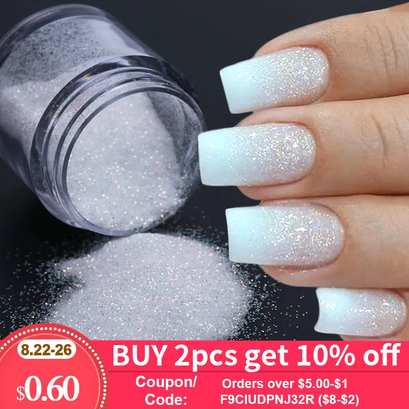 1 Box Shiny Iridescent Glitter Sugar Sand Powder For Nails 3D Acrylic Flowers Design White Black Sequins Decoration LAMN01-08-1