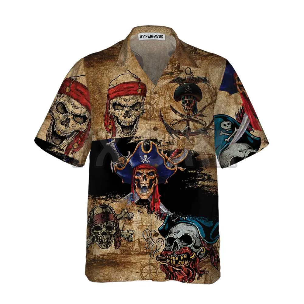 Skull Pirate Pattern 3D All Over Printed Hawaiian Shirt Men's For Women's Harajuku Casual Shirt Unisex