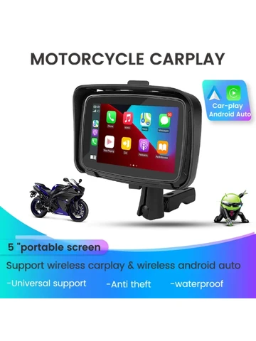 5-дюймовый экран для мотоцикла, мультимедийный плеер для беспроводного Carplay Android, автомобильный портативный мотоцикл Ipx7, водонепроницаемый Gps Bt