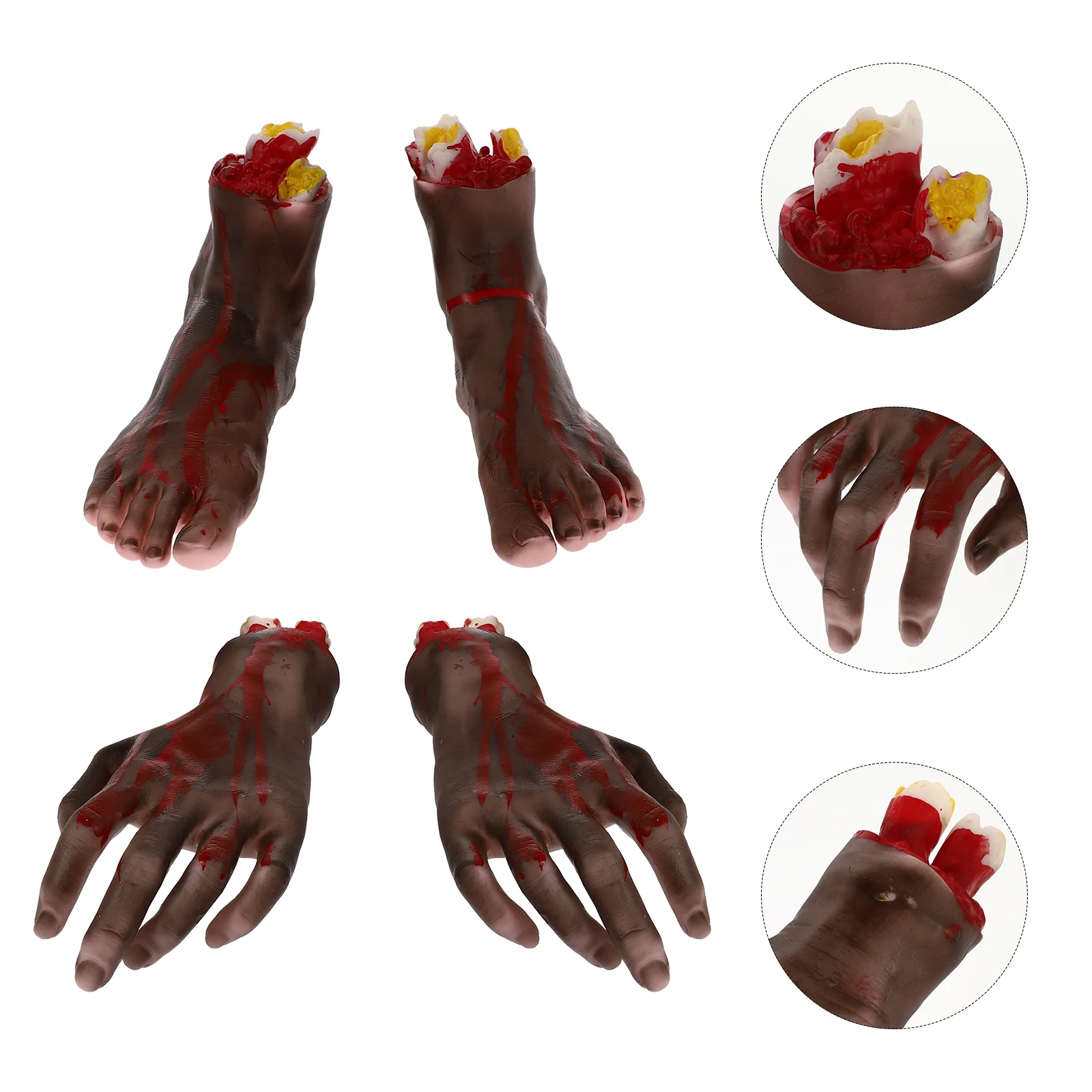 

4 Pcs Simulated Prosthesis Haunted House Foot Decors Halloween Decorations Exposed Prank Hand Severed